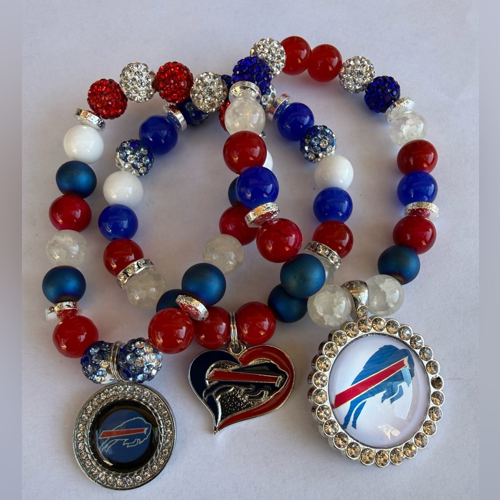 NFL Buffalo Bills Tri-Color Beaded Bracelet Set